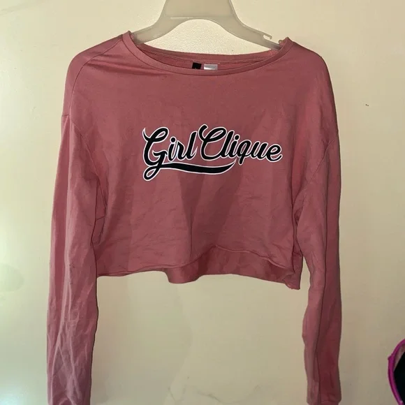 Divided H&M Pink Long Sleeve Crop Top 